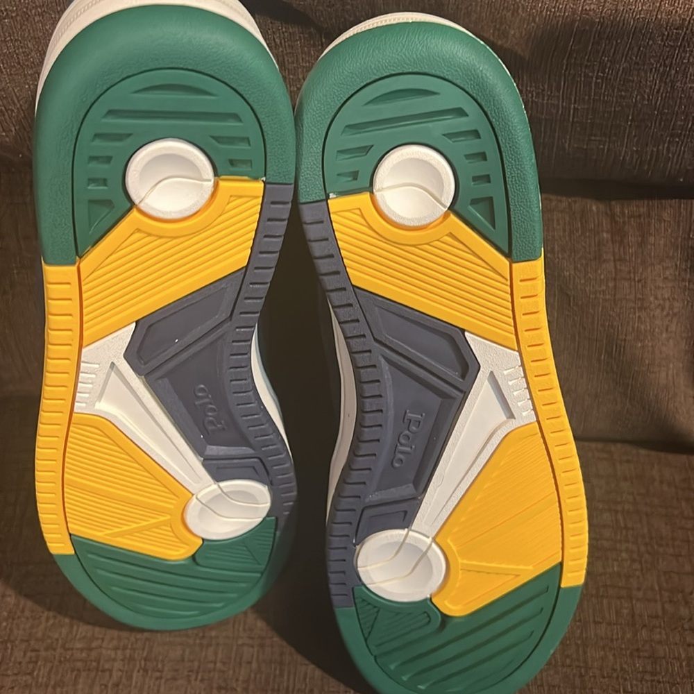 Polo by Ralph Lauren Blue and Yellow Retro Suede Sneakers - Picture 10 of 10
